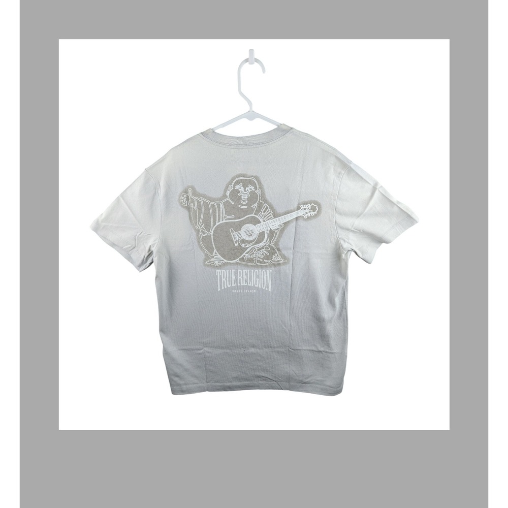True Religion Buddha Guitar Graphic T Shirt XL Light Grey Cotton Blend - Picture 2 of 8